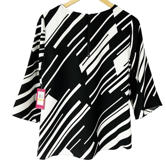 NWT Vince Camuto Black & White Stripe Blouse S Mod Career Office - Picture 2 of 7